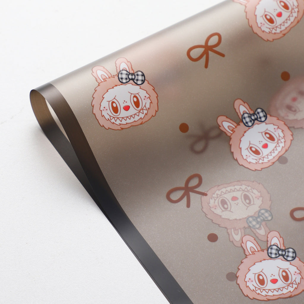 Labubu Magic Edge Heart Bow Korean Fresh Flower Bouquet Wrapping Paper Cartoon Doll Floral Materials Packaging