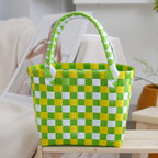 Directly from the manufacturer Color hand-woven vegetable basket bag Large capacity stylish simple plaid gift handbag