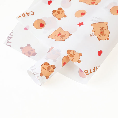 Cartoon pattern love kaka flower bouquet wrapping paper kapibara translucent neon paper gift wrapping paper