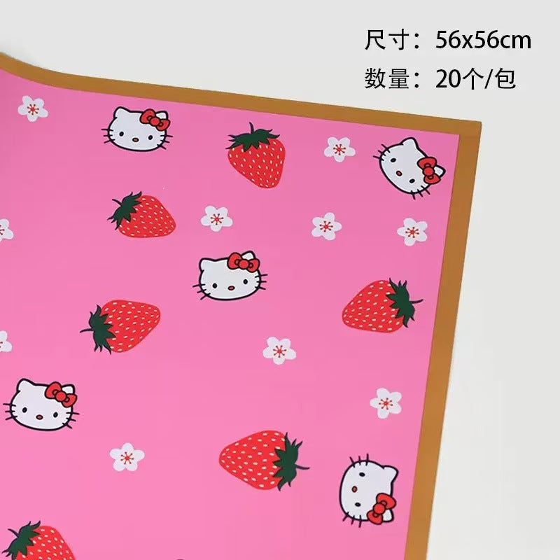 Childlike cute bouquet wrapping paper Ouya paper strawberry bouquet packaging waterproof flower shop floral supplies