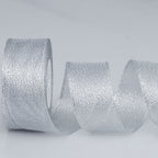 Horizontal striped gold-edged gold, silver, and scallion colored webbing, handmade DIY polyester fresh flower gift packaging ribbon, in stock, wholesale ribbon