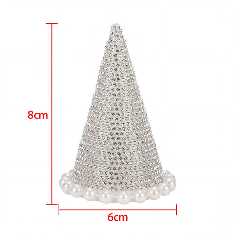 Internet-famous castle small pointed hat with money flower flower sparkling rhinestone pearl edges pointed top hat handmade fresh flower gift box floral accessory materials