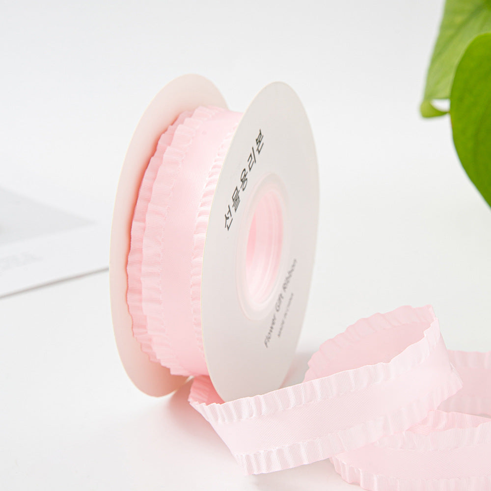 23mm Lychee Pattern Skirt Edge Satin Ribbon Handmade DIY Hair Accessory Bow Ruffle Ribbon Clothing Accessories