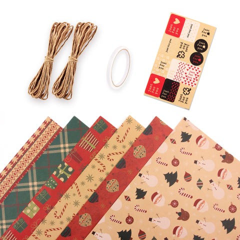 Amazon, new Christmas gift wrapping paper, retro yellow kraft paper gift box packaging DIY paper wholesale