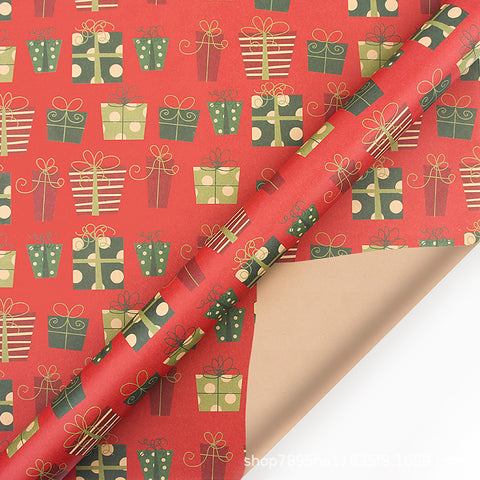 Amazon, new Christmas gift wrapping paper, retro yellow kraft paper gift box packaging DIY paper wholesale