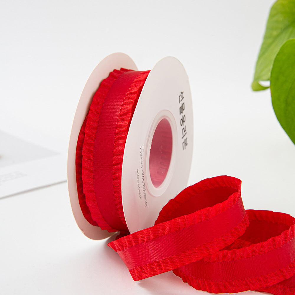 23mm Lychee Pattern Skirt Edge Satin Ribbon Handmade DIY Hair Accessory Bow Ruffle Ribbon Clothing Accessories