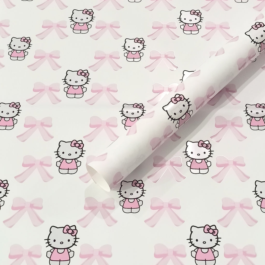 Cross-border foreign trade explosion kitten bow flower wrapping paper flower packaging waterproof floral packaging material