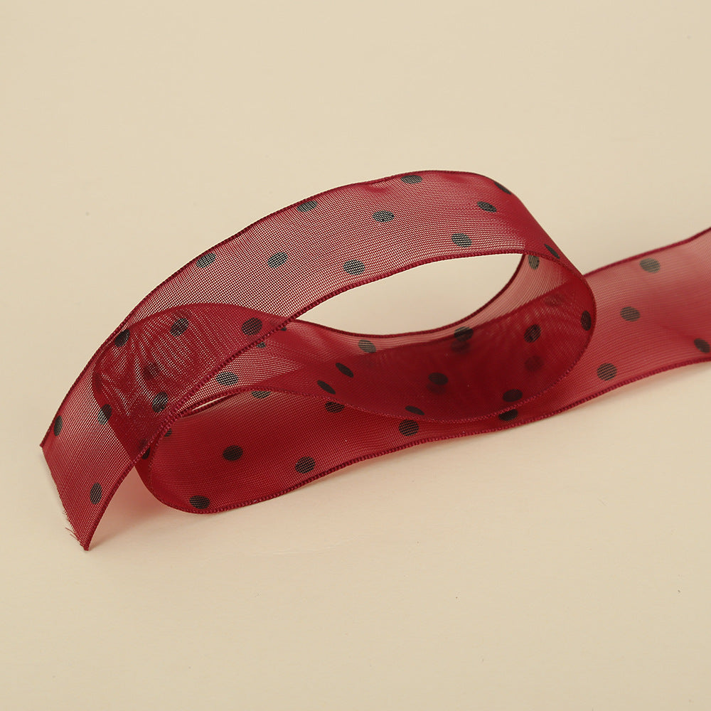 Spot 2.5cm star yarn with flower packaging ribbon polka dot snow yarn webbing bouquet bow ribbon