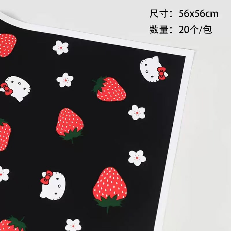 Childlike cute bouquet wrapping paper Ouya paper strawberry bouquet packaging waterproof flower shop floral supplies