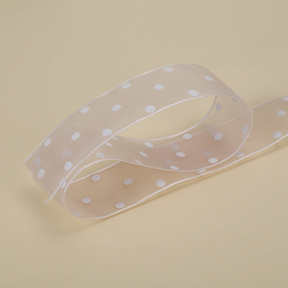 Spot 2.5cm star yarn with flower packaging ribbon polka dot snow yarn webbing bouquet bow ribbon