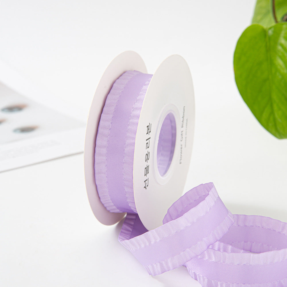 23mm Lychee Pattern Skirt Edge Satin Ribbon Handmade DIY Hair Accessory Bow Ruffle Ribbon Clothing Accessories