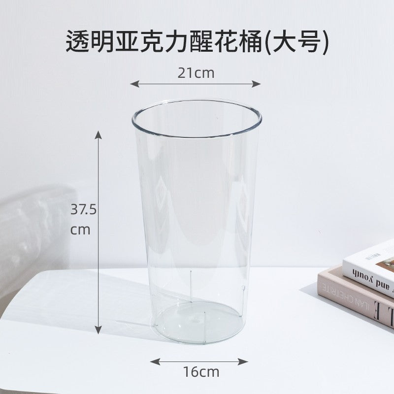Round acrylic flower bucket household wake flower bucket flower shop special flower transparent bucket manufacturer plastic simple flower device
