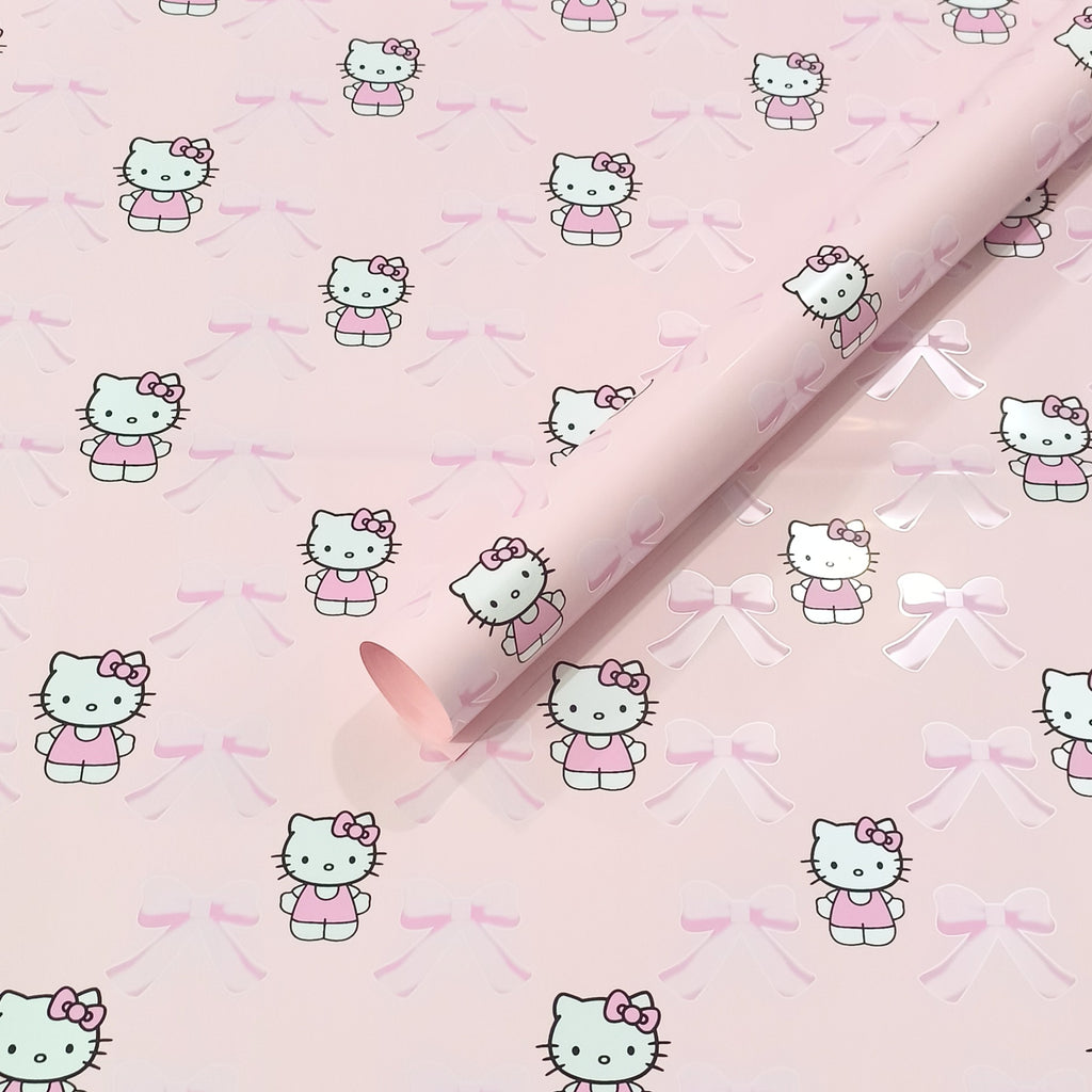 Cross-border foreign trade explosion kitten bow flower wrapping paper flower packaging waterproof floral packaging material