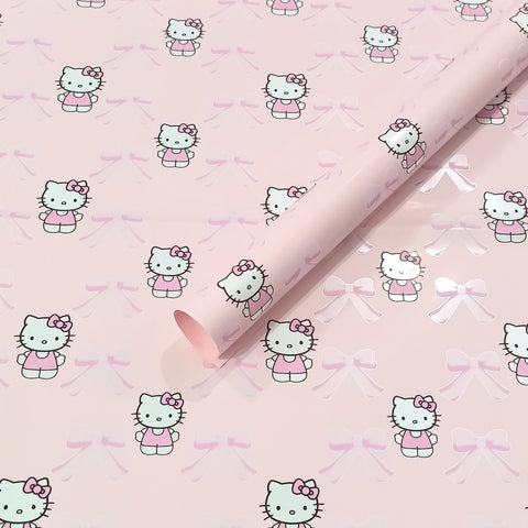 Cross-border foreign trade explosion kitten bow flower wrapping paper flower packaging waterproof floral packaging material