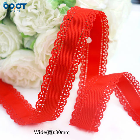 3cm Solid Color Lace Hollow Grosgrain Ribbon Eco-Friendly Durable Modern DIY Handmade Bow Headgear Hair Valentine's Day Wedding