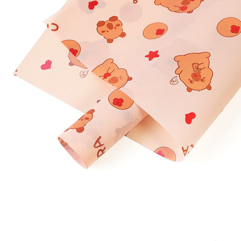 Cartoon pattern love kaka flower bouquet wrapping paper kapibara translucent neon paper gift wrapping paper