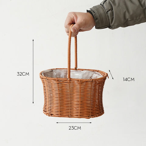 Gift box woven flower basket handmade straw basket outdoor camping home decoration teacher's day gift box