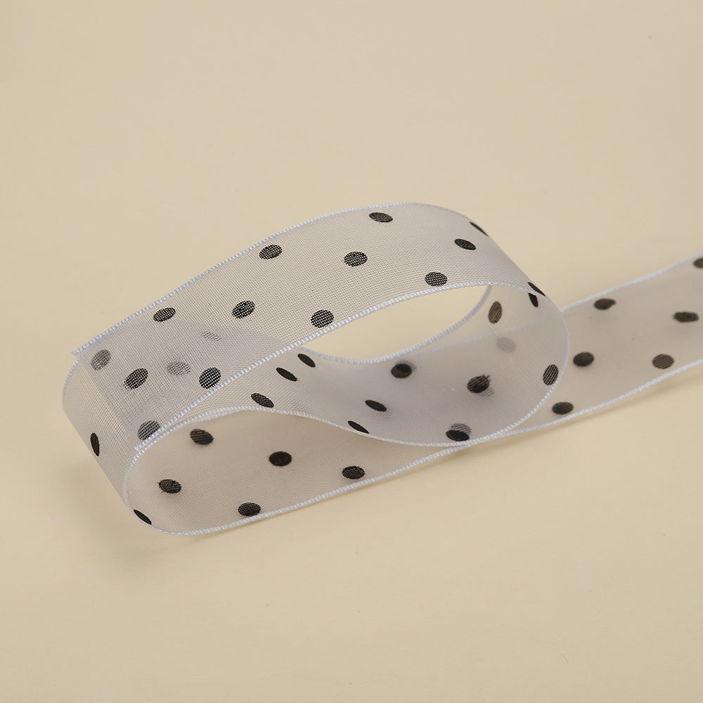 Spot 2.5cm star yarn with flower packaging ribbon polka dot snow yarn webbing bouquet bow ribbon