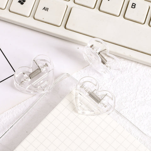 ins transparent mini love clip plastic test paper book folder heart-shaped decorative photo clip sticky note clip