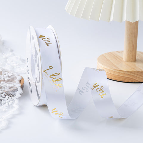 Valentine's Day bronzing polyester ribbon bow webbing florist material wholesale flower gift cake packaging ribbon