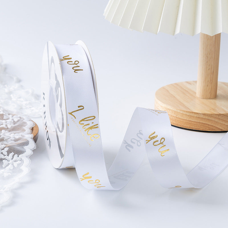 Valentine's Day bronzing polyester ribbon bow webbing florist material wholesale flower gift cake packaging ribbon