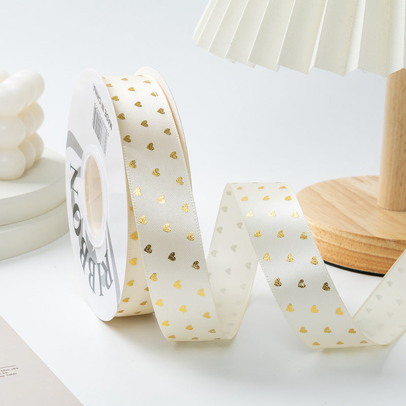 bronzing small love ribbon bow strap, gift box cake flower packaging ribbon handmade DIY ribbon