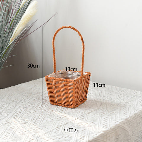 Modern Style Hand-Woven Rattan Wicker Shape Storage Basket Eco-Friendly Durable Lightweight Multifunctional Home Garden Plant