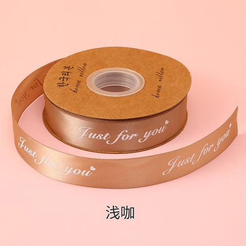 Flower companion shadow 2.5cm english only for you ribbon ribbon flower bouquet packaging silk ribbon cake gift box decorative ribbon