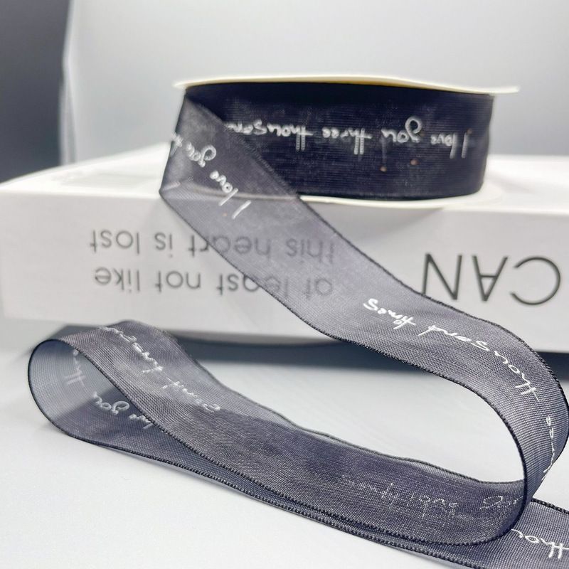 English alphabet transparent ribbon snow yarn belt chiffon webbing ribbon ribbon ribbon bouquet cake wrapping gift