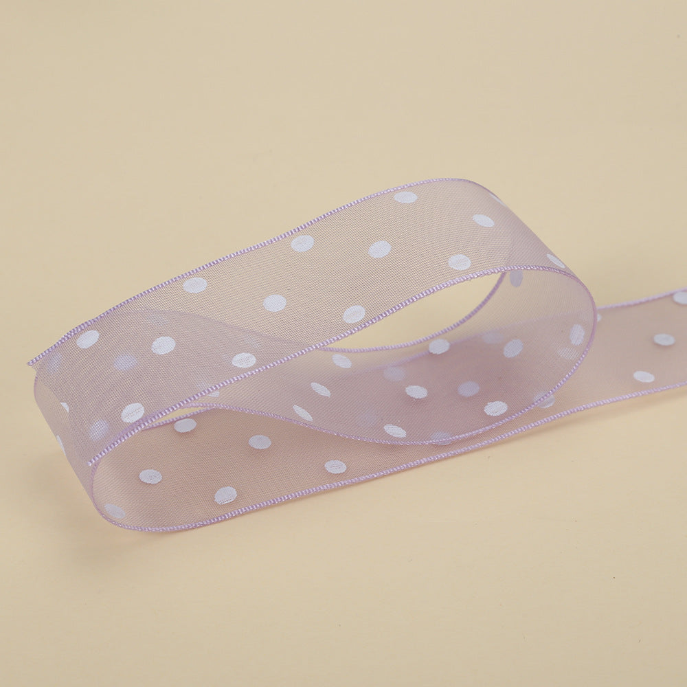 Spot 2.5cm star yarn with flower packaging ribbon polka dot snow yarn webbing bouquet bow ribbon