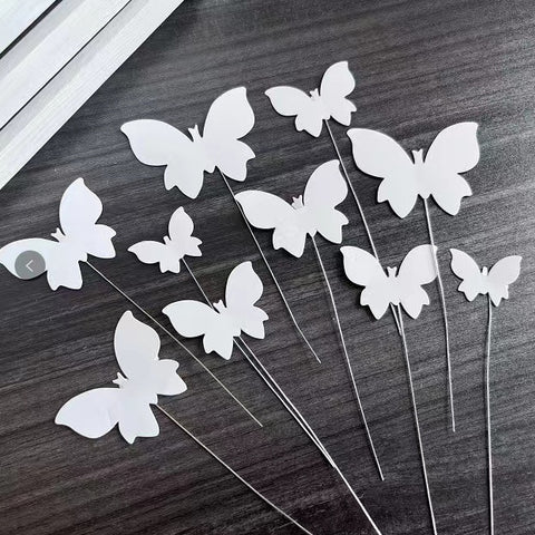Vibrant Yellow Blue Pink Art Deco Paper Butterfly Cake Toppers for Home Decoration and Anniversary Celebrations