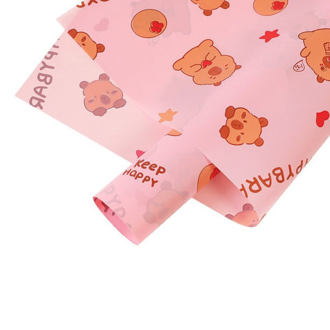 Cartoon pattern love kaka flower bouquet wrapping paper kapibara translucent neon paper gift wrapping paper