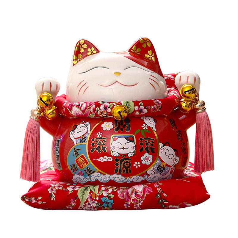 Lucky Cat Ceramic Home Ornament Creative Japanese-style Fortune Cat Small Pocket Store Opening Event Gift Wholesale