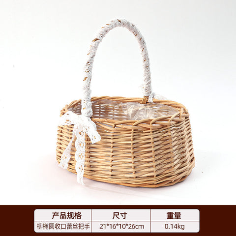 Willow Hand Woven Modern Hanging Eco-Friendly Rattan Kitchen Storage Customized Design Shape Flower Shop Basket Small Basket