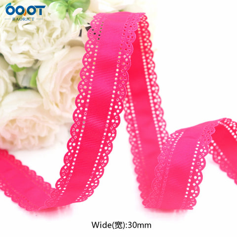 3cm Solid Color Lace Hollow Grosgrain Ribbon Eco-Friendly Durable Modern DIY Handmade Bow Headgear Hair Valentine's Day Wedding