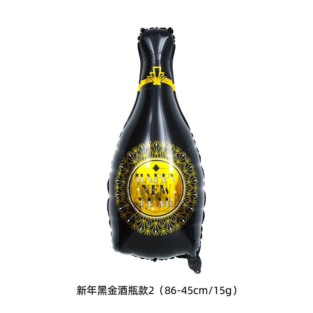 Party decoration, aluminum film balloons, cross-border arrangement, New Year's wine bottle, wine glass, birthday wine bottle, wine glass balloon wholesale