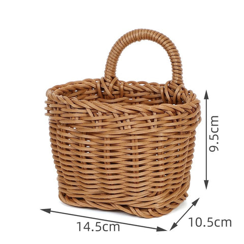 Japanese style rattan kitchen ginger and garlic storage basket kitchen utensils hanging basket indoor small items storage wall hanging basket portable small flower basket