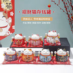 Lucky Cat Ceramic Home Ornament Creative Japanese-style Fortune Cat Small Pocket Store Opening Event Gift Wholesale