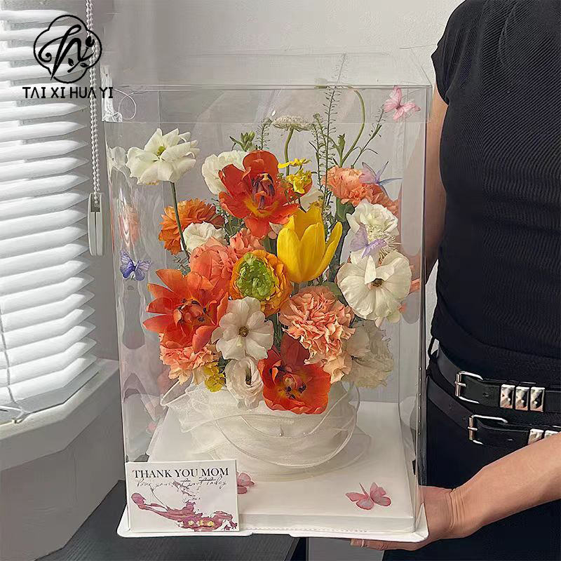 Transparent Square Birthday Party Cake Box Display Case Waterproof Recycled Materials Paperboard Rigid Boxes Baking Tools Cake