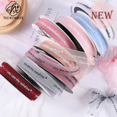 Baking ribbon cake box strap gift decorative ribbon happy birthday flower snow yarn with floral edge dye