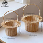 Reinforced integrated handle straw hat top hat flower basket flower arrangement basket fresh bouquet packaging DIY handmade floral materials