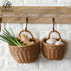 Japanese style rattan kitchen ginger and garlic storage basket kitchen utensils hanging basket indoor small items storage wall hanging basket portable small flower basket