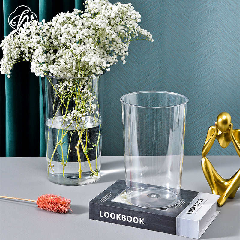 Round acrylic flower bucket household wake flower bucket flower shop special flower transparent bucket manufacturer plastic simple flower device