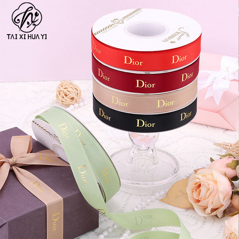 2Cm bronzing threaded ribbon custom logo flower bouquet ribbon cake gift ribbon webbing decoration DIY