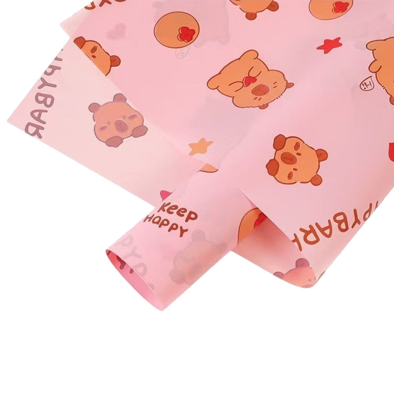 Cartoon pattern love kaka flower bouquet wrapping paper kapibara translucent neon paper gift wrapping paper