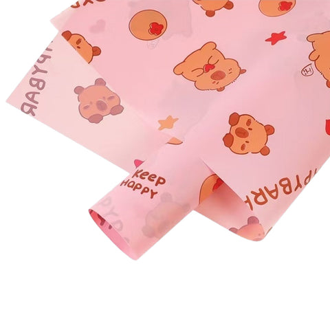 Cartoon pattern love kaka flower bouquet wrapping paper kapibara translucent neon paper gift wrapping paper