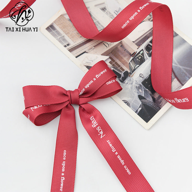 Qixi Festival Valentine's Day English Alphabet Ribbon Cake Pack Flower Threaded Ribbon Bouquet Gift Bag Decorative Ribbon