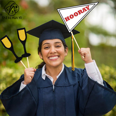 New graduation season creative shooting props graduation ceremony party decoration photo background plug flag