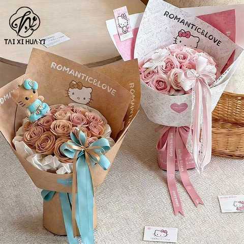 Sweetheart kt wrapping paper flower bouquet packaging decoration, Hello Kitty high quality thickened paper flower shop floral materials