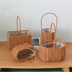 Modern Style Hand-Woven Rattan Wicker Shape Storage Basket Eco-Friendly Durable Lightweight Multifunctional Home Garden Plant